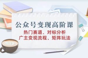 (14177期)公众号变现高阶课:热门赛道、对标分析、广告主变现流程、矩阵玩法