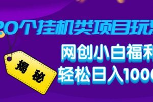 (14168期)揭秘20种挂机类项目玩法,网创小白福利轻松日入1000+