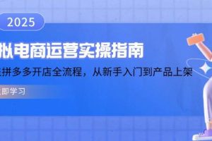 (14153期)虚拟电商运营实操指南,涵盖拼多多开店全流程,从新手入门到产品上架