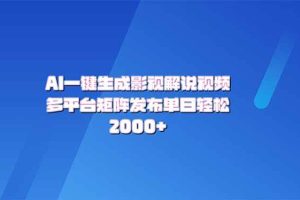 (14127期)AI一键生成原创影视解说视频,带音频,字幕的视频,可以多平台发布,轻…