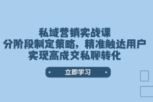 (14100期)私域营销实战课,分阶段制定策略,精准触达用户,实现高成交私聊转化
