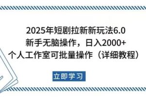 (14089期)2025年短剧拉新新玩法,新手日入2000+,个人工作室可批量做【详细教程】