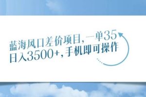 (14059期)蓝海风口差价项目,一单35,日入3500+,手机即可操作