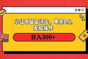 (14044期)小红书评论单条0.5元,日入300+,无上限,详细操作流程