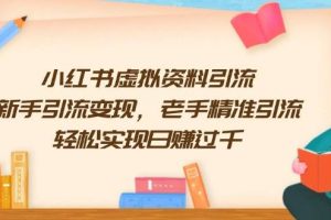 (13995期)小红书虚拟资料引流,新手引流变现,老手精准引流,轻松实现日赚过千