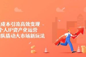 (14555期)低成本引流高效变现,个人IP资产化运营,小团队撬动大市场新玩法