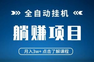 (14551期)全自动挂机项目 月入3w+ 真正躺平项目 不吃电脑配置 当天见收益