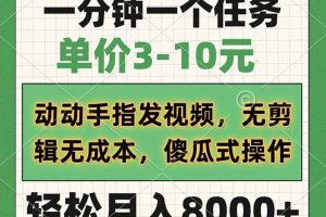 (14494期)一分钟一个任务,单价3-10元,动动手指发视频,无剪辑无成本,傻瓜式操…