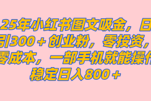 (14437期)25年小红书创业粉图文自热打法,一部手机简单操作, 日引300+创业粉,零投资,零成本,每天利用20分钟就能完成