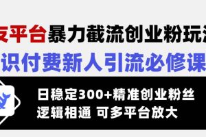 (14432期)交友平台暴力截流创业粉玩法,知识付费新人引流必修课,日稳定300+精准…