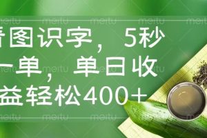 (14407期)看图识字,5秒一单,单日收益轻松400+