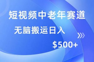 (14254期)短视频中老年赛道,操作简单,多平台收益,无脑搬运日入500+