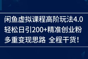 (14153期)闲鱼虚拟课程高阶玩法4.0,轻松日引200+精准创业粉,多重变现思路全程干货!