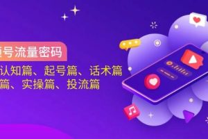(14124期)视频号流量密码:涵盖认知篇、起号篇、话术篇、选品篇、实操篇、投流篇