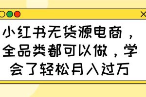 (14100期)小红书无货源电商,全品类都可以做,学会了轻松月入过万