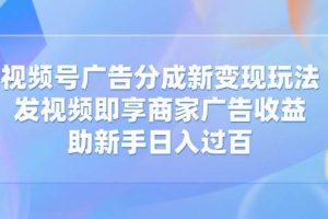 (14588期)视频号广告分成新变现玩法:发视频即享商家广告收益,助新手日入过百