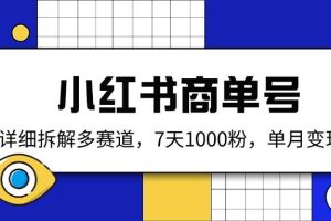 (14579期)小红书商单号,详细拆解多赛道,7天1000粉,单月变现2k+