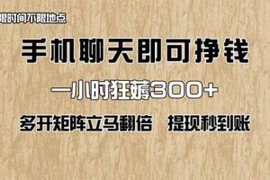 (14312期)手机聊天即可赚钱,一小时狂薅300+!多开矩阵立马翻倍,提现秒到账!(…