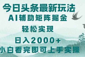(14255期)今日头条2025最新玩法,思路简单,复制粘贴,轻松实现矩阵日入2000+
