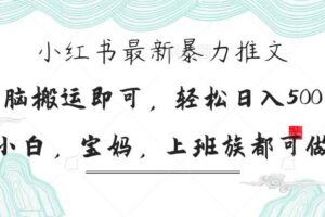 (14251期)小红书暴力推文,小白宝妈均可做,日入300+