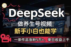 (14199期)小白用DeepSeek做养生号,一条作品涨粉5万+,单日收益上千
