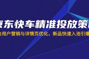 (14185期)京东快车精准投放策略,结合用户营销与详情页优化,新品快速入池引爆流量
