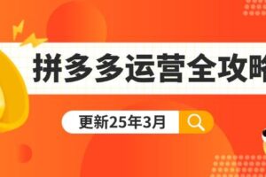 (14184期)拼多多运营全攻略:从0到日销千单,爆款内功+付费推广+黑科技(更新25年3月)