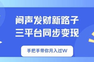(14182期)闷声发财新路子!三平台同步变现,手把手带你月入过W