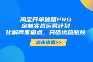 （14642期）淘宝开单秘籍PRO，定制实战运营计划，化解商家痛点，突破运营瓶颈