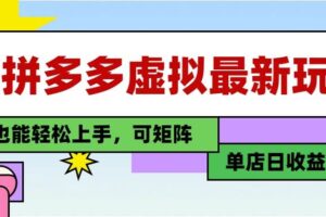 （14783期）25最新拼多多虚拟电商，单店日入3位数，小白也能快速上手，教程.
