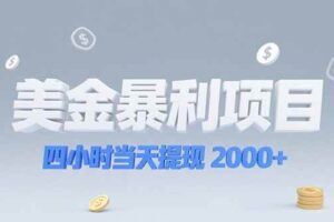（15251期）美金暴利项目，四小时当天提现 2000+机会留给会选赛道的人