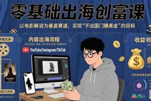 （15709期）零基础出海创富课：以电影解说为垂直赛道，实现不出国门赚美金的目标