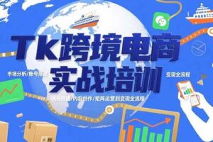 （15584期）Tk跨境电商实战培训：市场分析/账号搭建/内容创作/矩阵运营到变现全流程