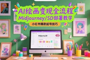 （15324期）AI绘画变现全流程，Midjourney/SD部署教学，小红书爆款起号技巧