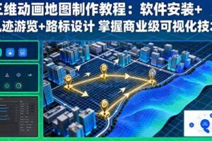 （16096期）三维动画地图制作教程：软件安装+轨迹游览+路标设计 掌握商业级可视化技术