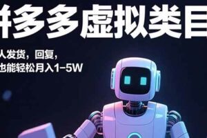 （15913期）拼多多虚拟类目，机器人发货，回复，小白也能轻松月入1-5W