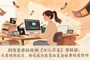 （17305期）剧情竖屏短视频《女人不易》剪辑课：从素材到成片、助你成为能驾驭复杂故事的剪辑师