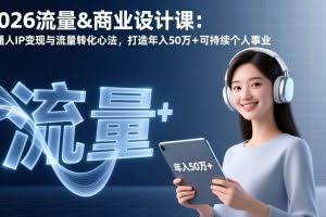 （17246期）2026流量&商业设计课：普通人IP变现与流量转化心法，打造年入50万+可持续个人事业