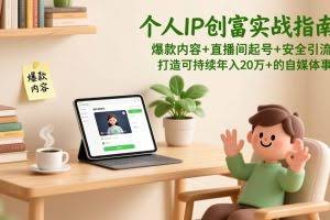 （17217期）个人IP创富实战指南：爆款内容+直播间起号+安全引流，打造可持续年入20万+的自媒体事业