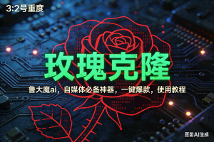 （17206期）玫瑰克隆神器，ai鲁大魔，自媒体必备工具，一键爆款神器，详细教程。