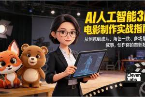 （17154期）AI人工智能3D电影制作实战指南：从创意到成片、角色一致、多场景叙事，创作你的首部短片
