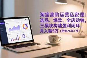 （17016期）淘宝高阶运营私家课：选品、爆款、全店动销，三模块构建盈利闭环，月入破5万（更新26年1月）