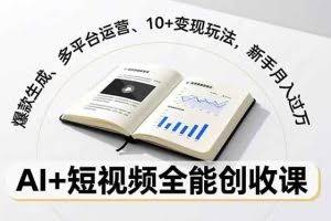 （16773期）AI+短视频全能创收课，爆款生成、多平台运营、10+变现玩法，新手月入过万