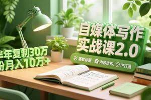 （16734期）自媒体写作实战课2.0，爆款标题、内容结构、IP打造，半年复制30万粉月入10万+