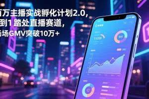 (16632期)百万主播实战孵化计划2.0,0到1踏入直播赛道,场均GMV突破10万+