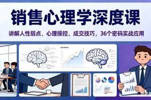 （16456期）销售心理学深度课，讲解人性弱点、心理操控、成交技巧，36个密码实战应用
