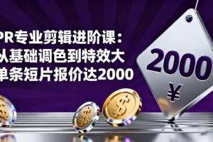 （16381期）PR专业剪辑进阶课：从基础调色到特效大片的进阶技能，单条短片报价达2000
