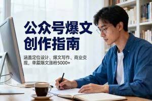 （16380期）公众号爆文创作指南，涵盖定位设计+爆文写作+商业变现，单篇爆文涨粉5000+
