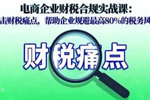 （16232期）电商企业财税合规实战课，直击财税痛点，帮助企业规避最高80%的税务风险