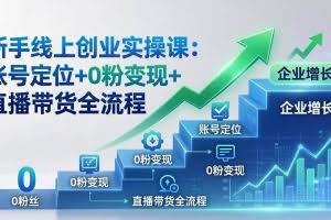 （17831期）新手线上创业实操课：账号定位+0粉变现+直播带货全流程，企业用户增长一步到位